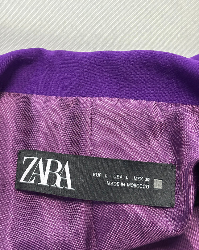 Zara Purple Double-Breasted Tailored Blazer