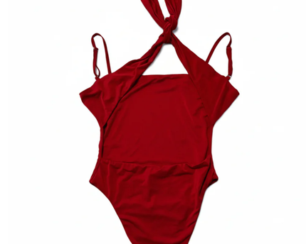 Tiger Mist Vibrant Red Square Neck Bodysuit