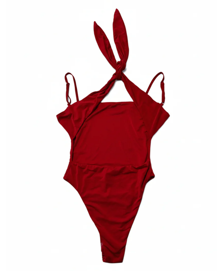 Tiger Mist Vibrant Red Square Neck Bodysuit