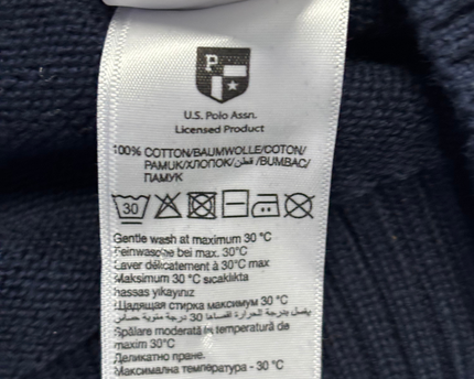 U.S. Polo Assn. Navy Blue Argyle Floral Embroidered Sweater
