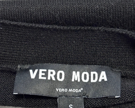 VERO MODA Black and White Mixed-Media Layered Cardigan