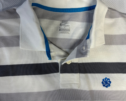 Nike White and Grey Striped Performance Polo Shirt