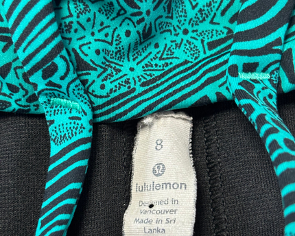 Lululemon Teal/Black Pattern High-Neck Strappy Sports Bra