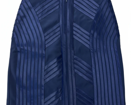 ELLE Blue Textured Ribbon Detail Pencil Skirt