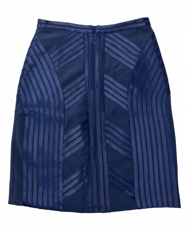 ELLE Blue Textured Ribbon Detail Pencil Skirt
