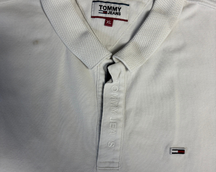 Tommy Jeans White Essential Tipped Piqué Polo Shirt