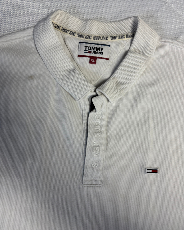 Tommy Jeans White Essential Tipped Piqué Polo Shirt