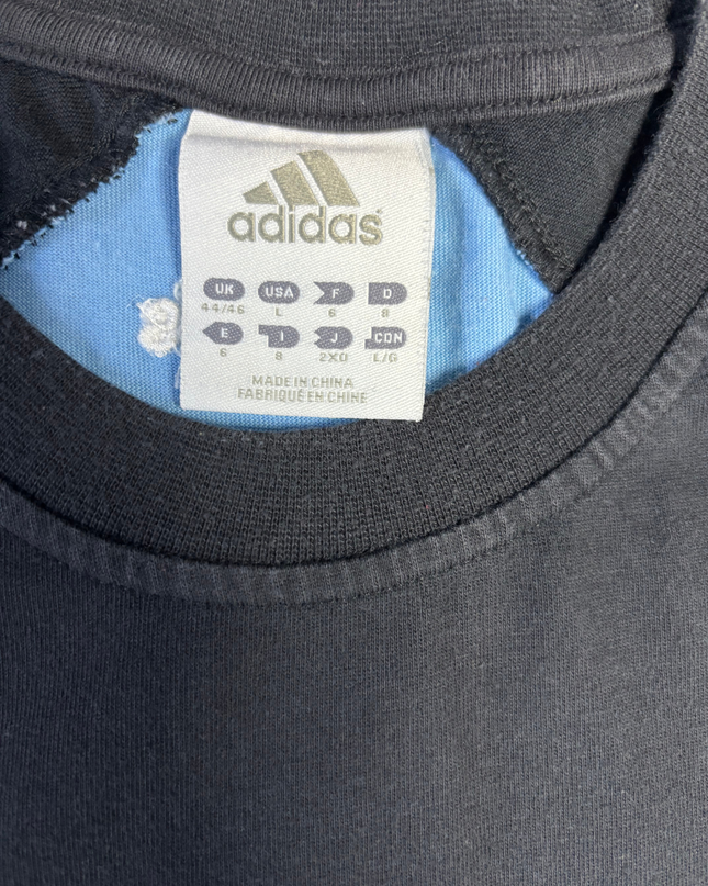 Adidas Black & Light Blue Three-Stripe Sports T-Shirt