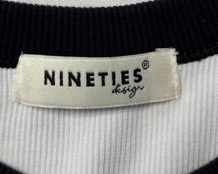 Nineties White Contrast Trim Ribbed Crop Top