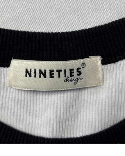 Nineties White Contrast Trim Ribbed Crop Top