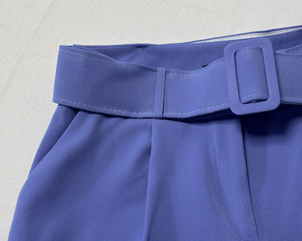 Trendyol Purple High-Waisted Belted Tapered Pants