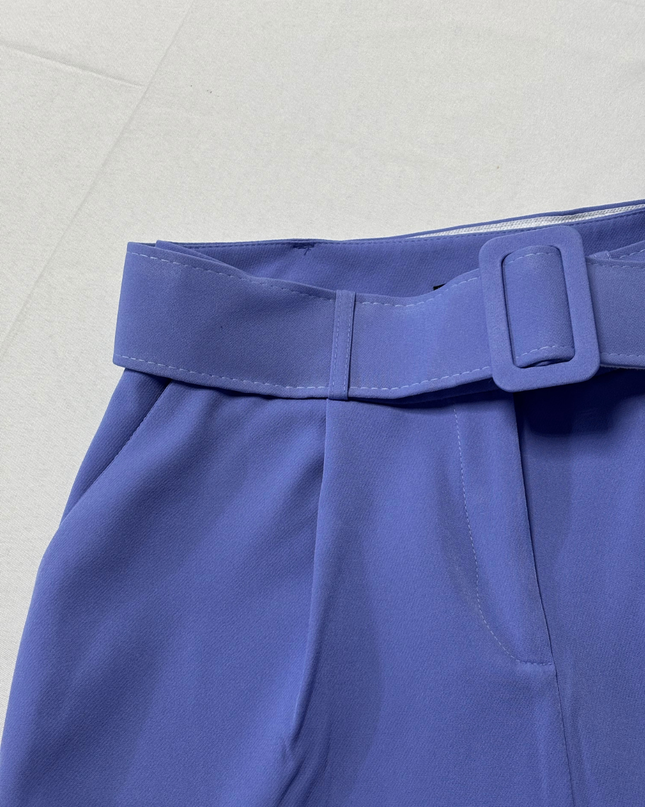 Trendyol Purple High-Waisted Belted Tapered Pants