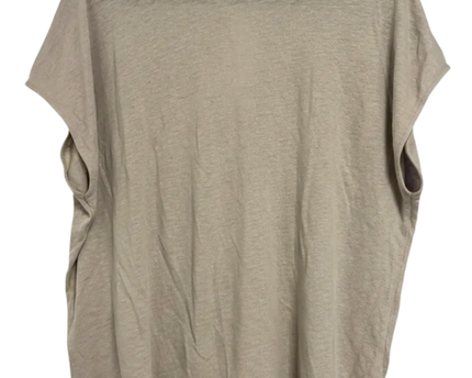 M&S Fawn Linen Blend Split Neck Tie Top