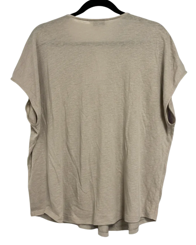 M&S Fawn Linen Blend Split Neck Tie Top