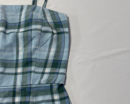 Aeropostale Blue Plaid Smocked Back Mini Cami Dress