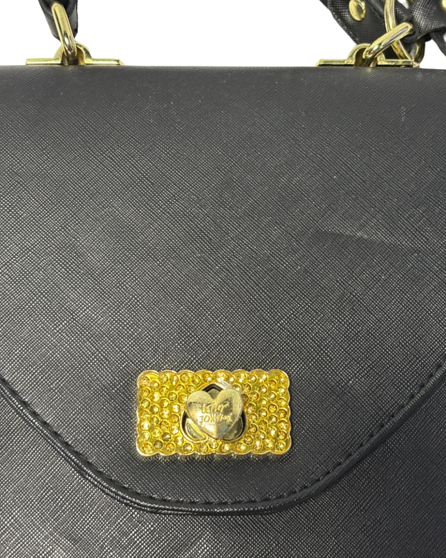 Betsey Johnson Black Saffiano Bow Top Handle Bag