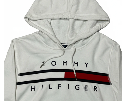 Tommy Hilfiger White Graphic Logo Pullover Hoodie