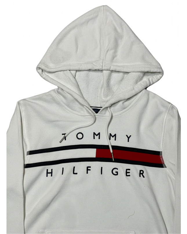 Tommy Hilfiger White Graphic Logo Pullover Hoodie