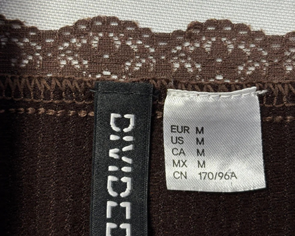 H&M Brown Ribbed Lace Trim Cami Crop Top