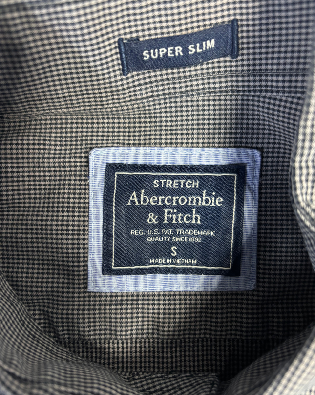 Abercrombie & Fitch Grey Check Super Slim Stretch Shirt