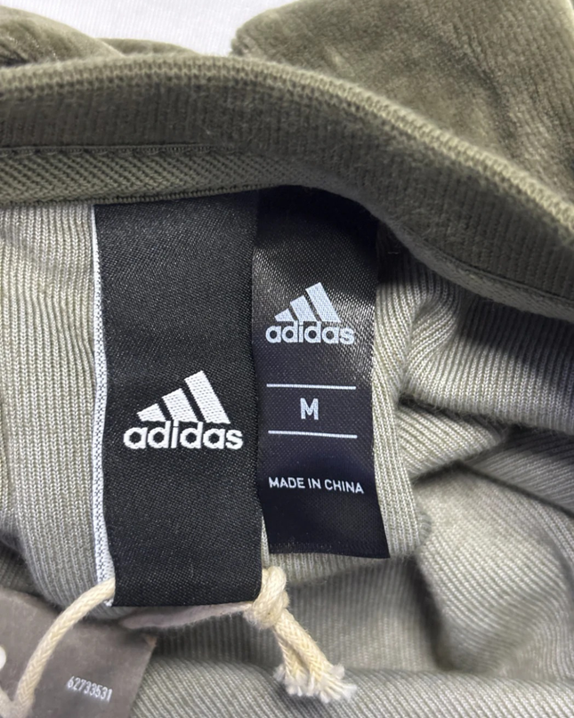 Adidas Olive Velour Three-Stripe Crewneck Sweatshirt W/Tags