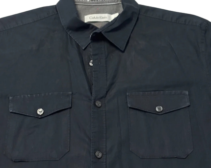 Calvin Klein Black Short Sleeve Double Pocket Button-Down Shirt