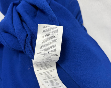 Michael Kors Royal Blue Smocked Bell Sleeve V-Neck Blouse