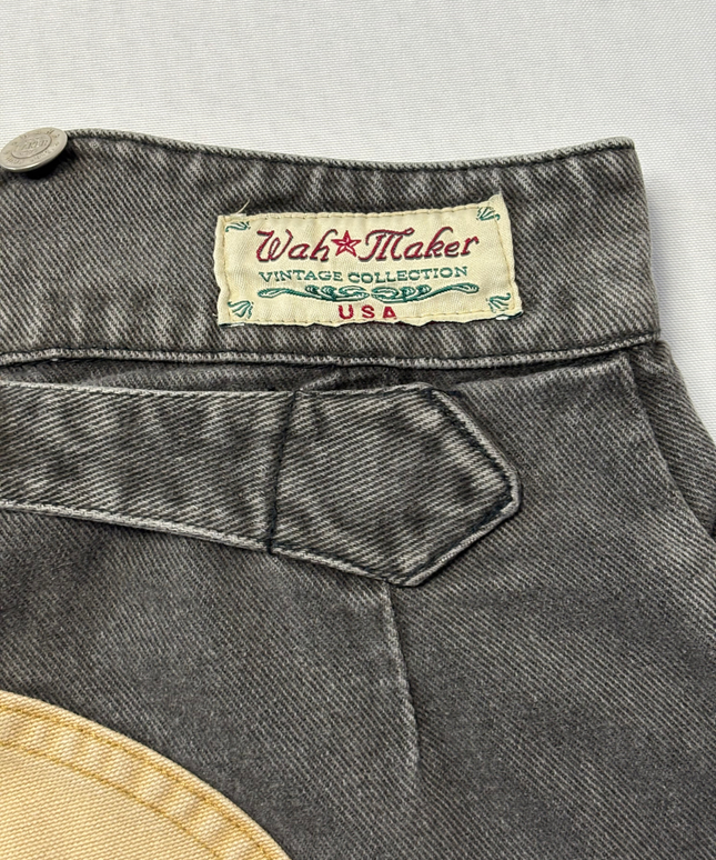 Wah Maker Grey/Tan Two-Tone Vintage Western Frontier Jeans