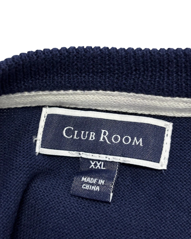 Club Room Navy Blue Bulldog Graphic Crewneck Sweater