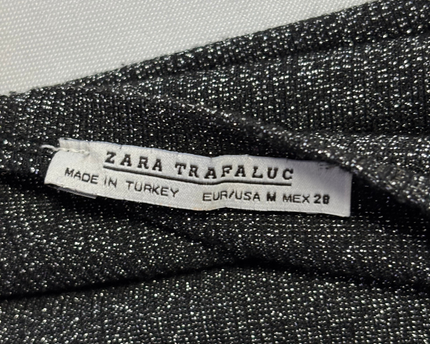 Zara Trafaluc Black Metallic Shimmer Long Sleeve Top