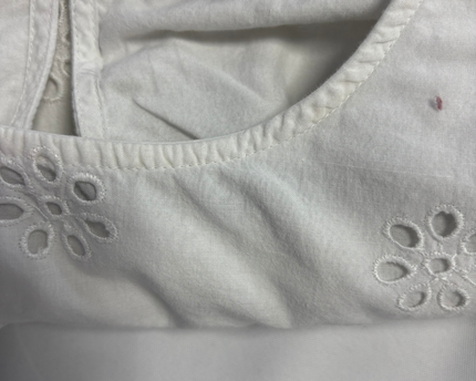 American Eagle White Floral Eyelet Scalloped Hem Blouse