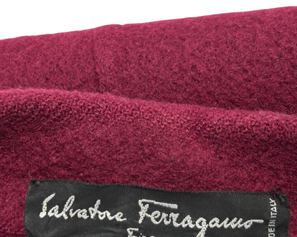 Salvatore Ferragamo Maroon Double-Breasted Wool Skirt Suit Set