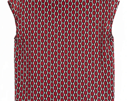 Calliope Red/Black/White Pattern Geometric Sleeveless Blouse