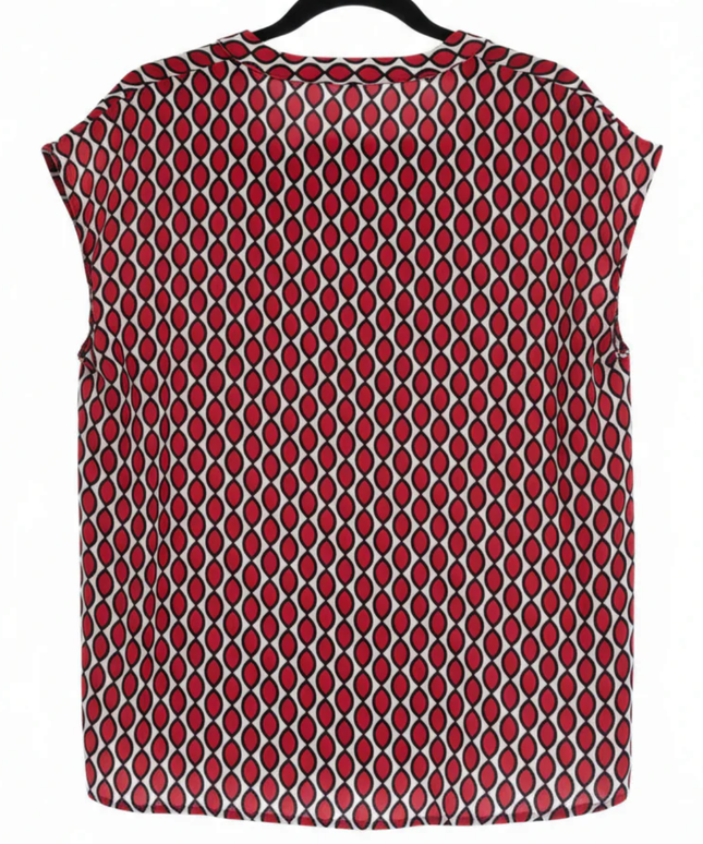 Calliope Red/Black/White Pattern Geometric Sleeveless Blouse
