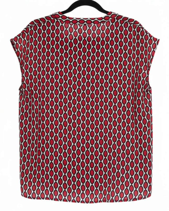 Calliope Red/Black/White Pattern Geometric Sleeveless Blouse