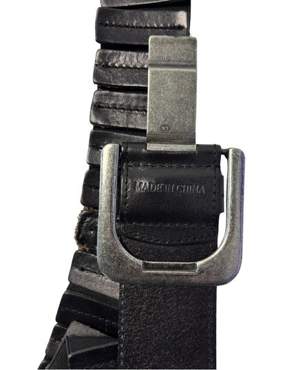 Chic Black Elasticated Segmented Panel Waist Belt