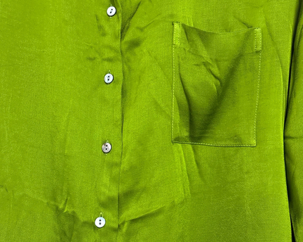 Zara Lime Green Viscose Button-Down Shirt