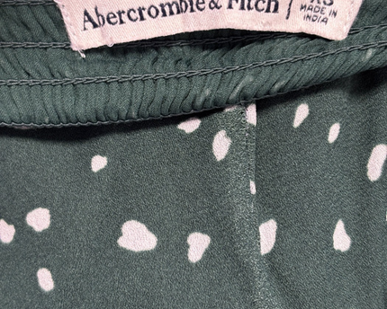 Abercrombie & Fitch Green Polka Dot Square Neck Smocked Blouse