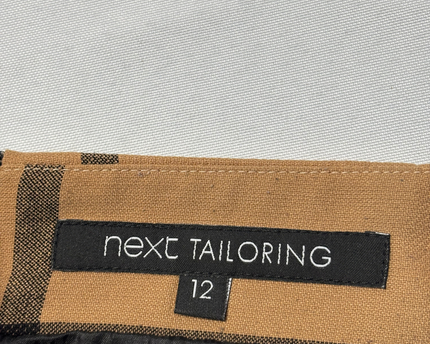 Next Tan/Black Checkered Tailored Mini Skirt
