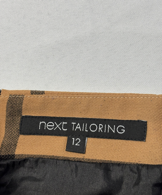 Next Tan/Black Checkered Tailored Mini Skirt