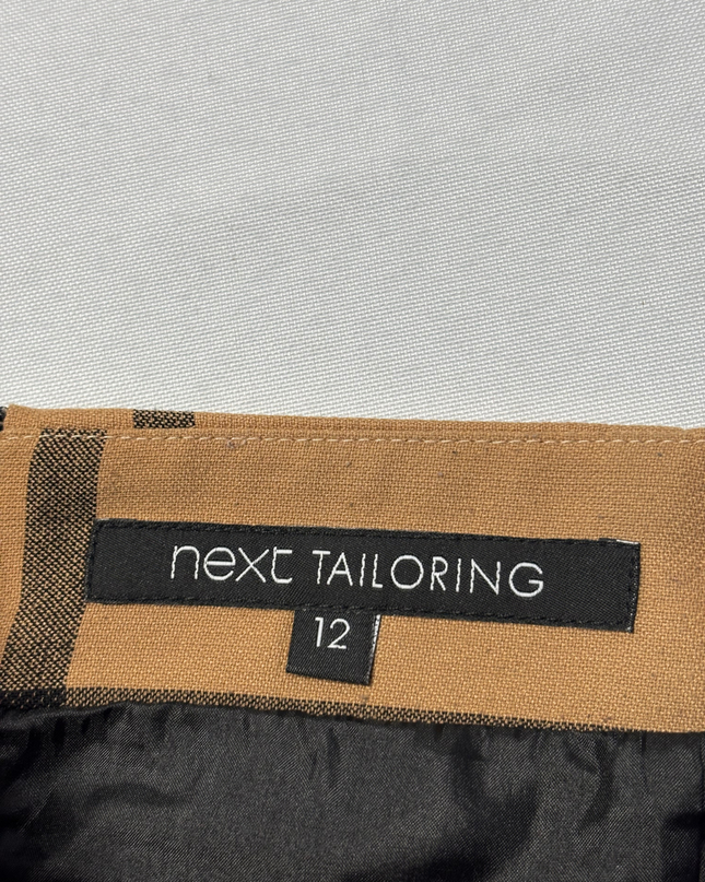 Next Tan/Black Checkered Tailored Mini Skirt