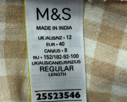 M&S Collection Beige Gingham Wrap Midi Dress