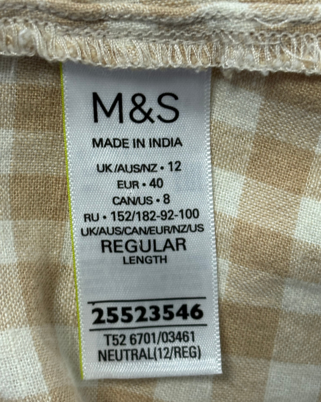 M&S Collection Beige Gingham Wrap Midi Dress