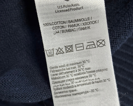 U.S. POLO ASSN. Navy Blue Textured Striped Sweater