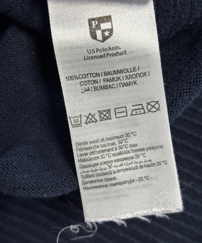 U.S. POLO ASSN. Navy Blue Textured Striped Sweater