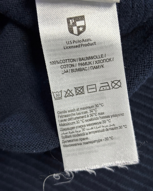 U.S. POLO ASSN. Navy Blue Textured Striped Sweater