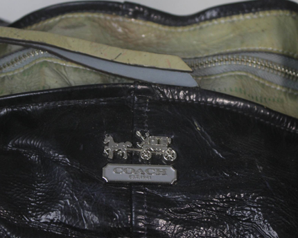 Coach Black Crinkled Leather Hobo Bag