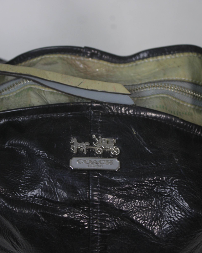 Coach Black Crinkled Leather Hobo Bag