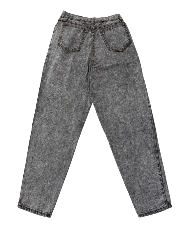 Vintage Gray Acid Wash High-Waisted Tapered Jeans