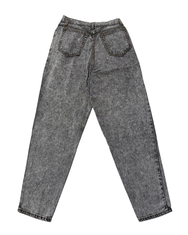 Vintage Gray Acid Wash High-Waisted Tapered Jeans